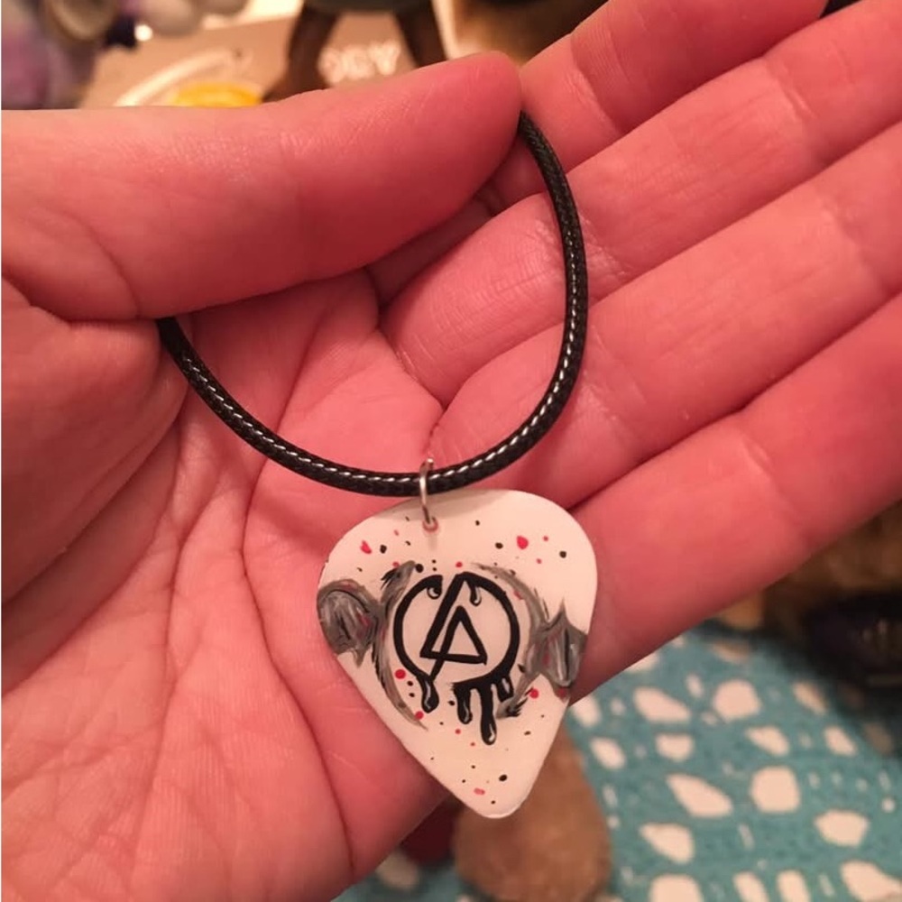 Hand painted Guitar pick necklace